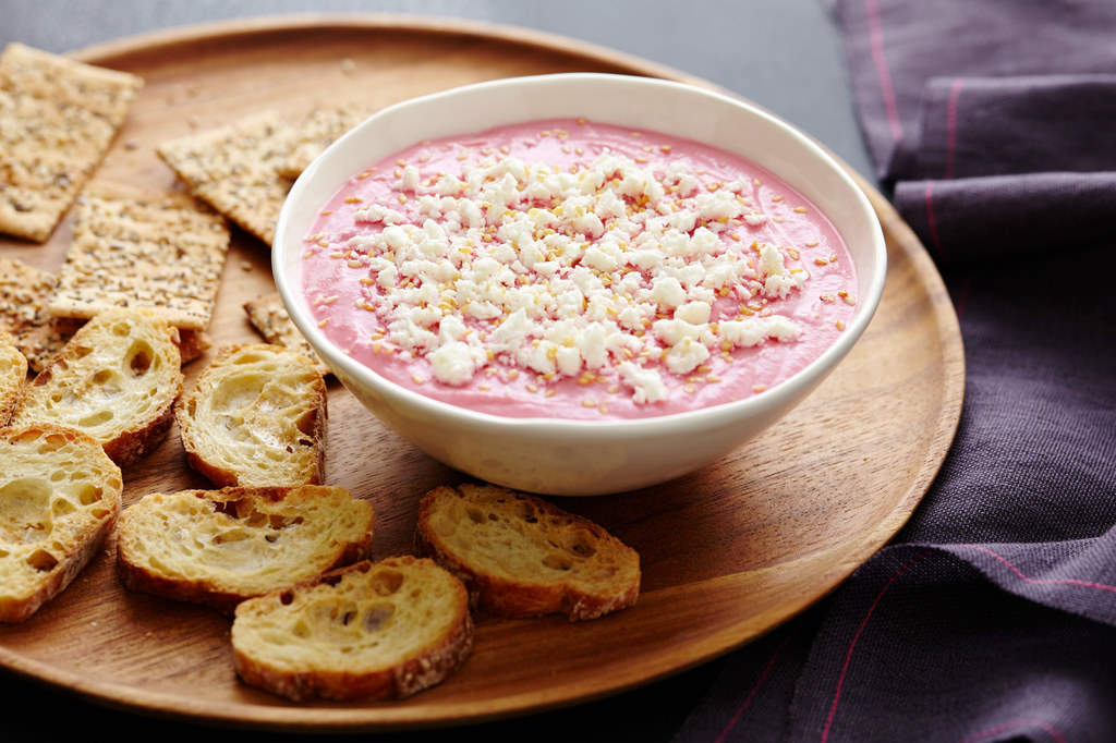 Epicurious - Chioggia Beet Borani with Feta and Toasted Sesame Seeds